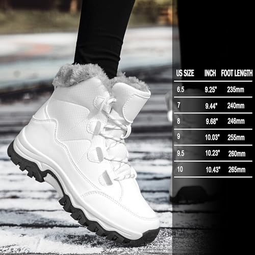 Umerigo Snow Boots Women Mid-Calf Warm Waterproof Anti-Slip Ankle Boots Winter Lace-up Booties Deep Tread Rubber Sole Faux...