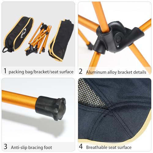 Portable Camping Chair Lightweight Foldable Outdoor Chair for Hiking Camp Backpacking Lawn Beach Fishing Picnic with Carry...