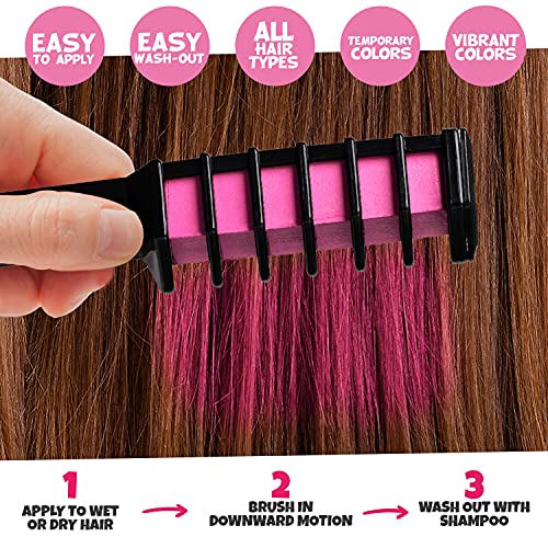 Blue Squid Hair Chalk - Vibrant Temporary Hair Color Combs for Girls & Kids, Washable Hair Dye, Teenage Gift Ideas