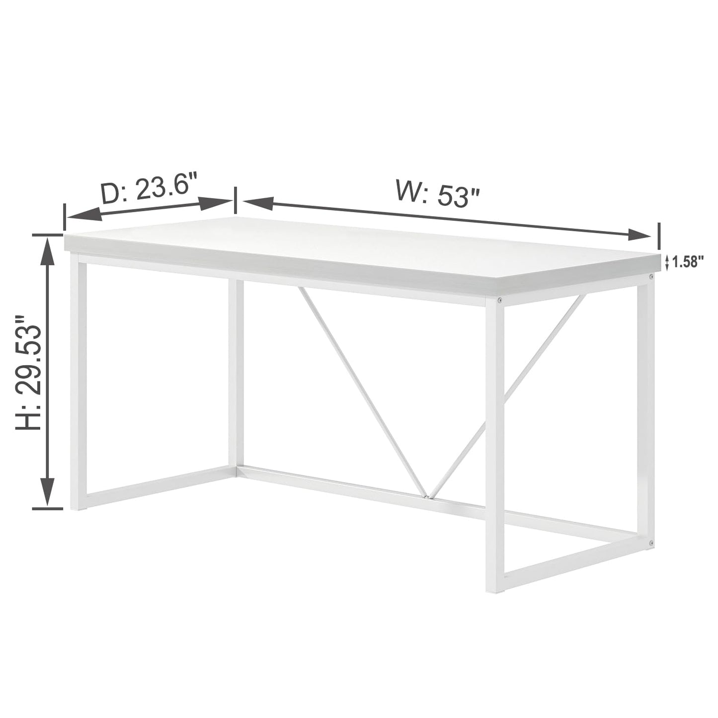 EXCEFUR Home Office Desk, Modern Wood Computer Desk, Wood Study Writing Table, Simple Gaming Executive Desk Workstation for Bedroom Living Room, White, 53 inch