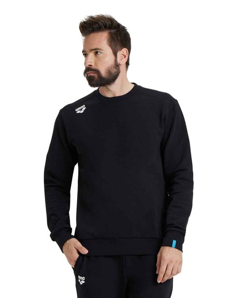 ARENA Unisex Adults Solid Cotton Sweatshirt Active Men’s and Women’s Long Sleeve Crew Neck Regular Fit Pullover Top, Black, Medium