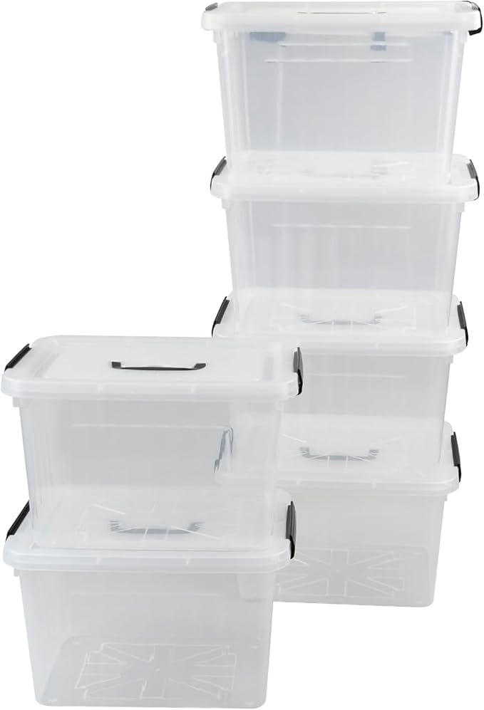 6-Pack 12 Quart Latching Box, Clear Storage Bins with Lids, Stackable Storage Containers for Home Pantry Office Organization