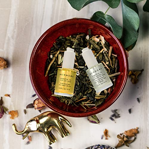 SUNDARI Essential Oil for Dry Skin, 0.5 Fl Oz, Combats Dryness, Fades Fine Lines for Soft, Smooth Skin, Rose & Orange Oils, Penetrates Deeply