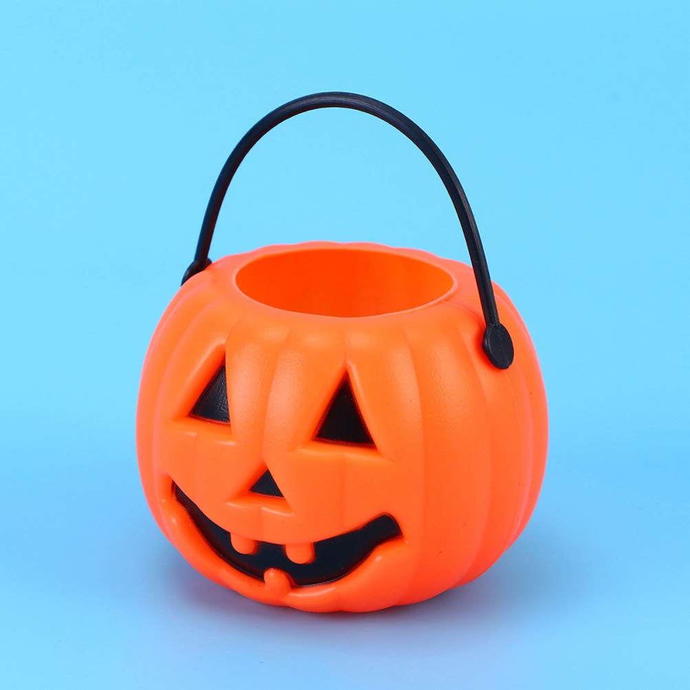 Toyvian 8pcs Portable Pumpkin Bucket Trick or Treat Candy Holder - Halloween Pumpkin Candy Pail Holder for April Fool's Day Decoration