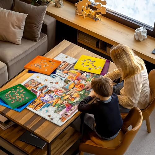 Tektalk Foldable Jigsaw Puzzle Board with 3 Angle Adjustable Bracket/Stand, Lightweight Portable Puzzle Mat Plateau with W...
