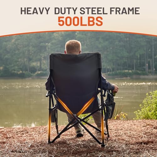 TIMBER RIDGE Oversized Heated Camping Chair for Outdoor Sports, High Back Padded Lawn Chair for Adults Support Up to 500lb...