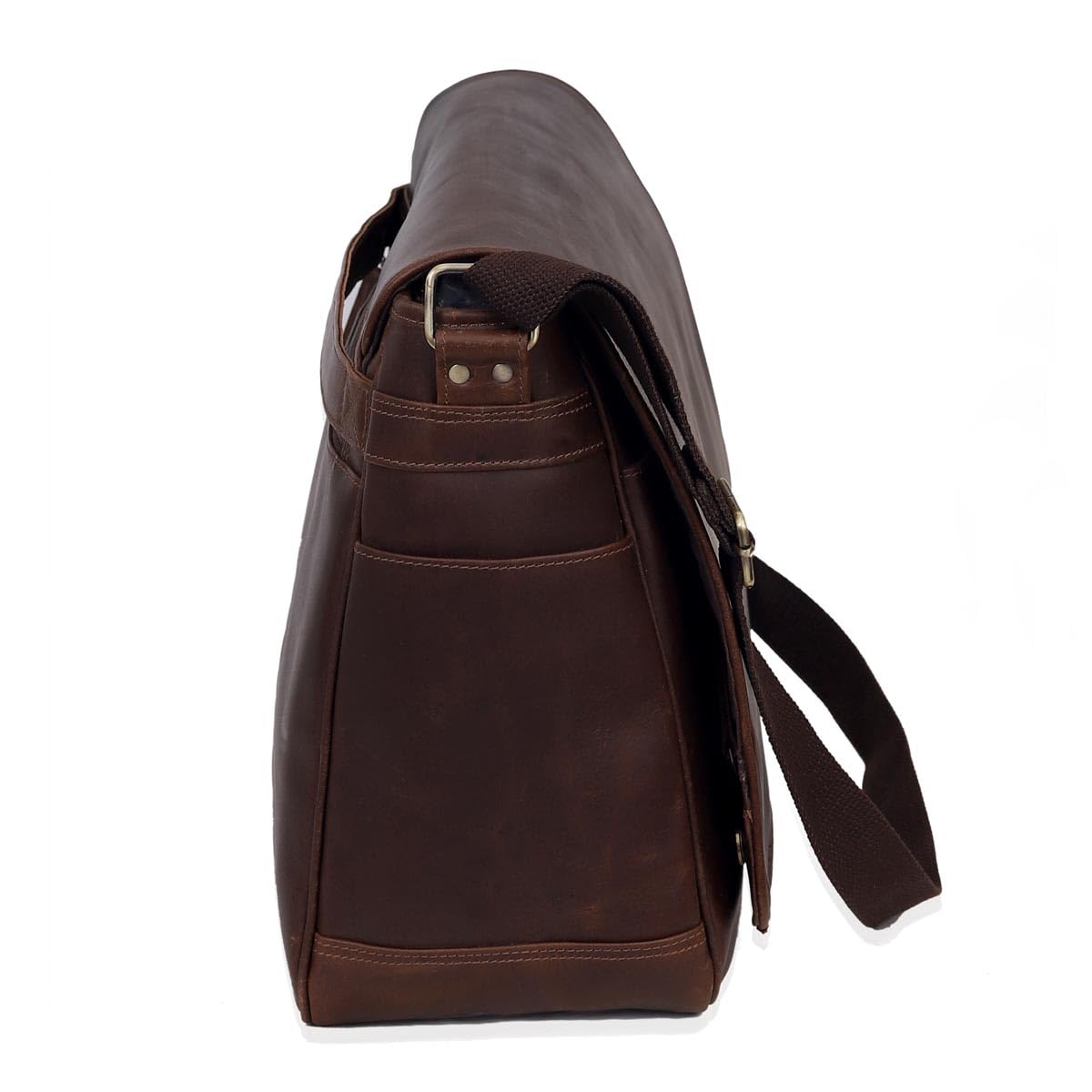 Leather Farm Messenger Bag for Men & Women 15.6 Inch – Premium Vintage Handmade Laptop Briefcase Satchel, Mens Shoulder Crossbody, Genuine Leather Computer Bag with Adjustable Strap Brown