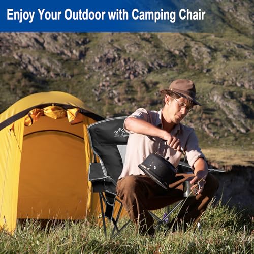 SAILARY Collapsible Folding Camping Chairs Heavy Duty Lawn Foldable Chair with Cooler Bag, Storage Pocket, Waterproof Bag ...