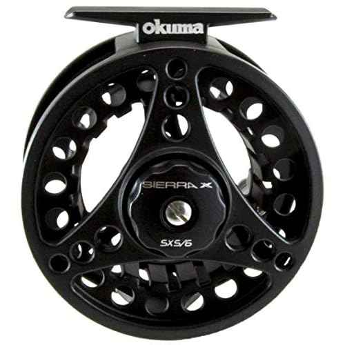Okuma, Sierra Fly Reel, 9.10" Retrieve Rate, 2+1 Bearings, 7/8 Line Weight, Ambidextrous , black