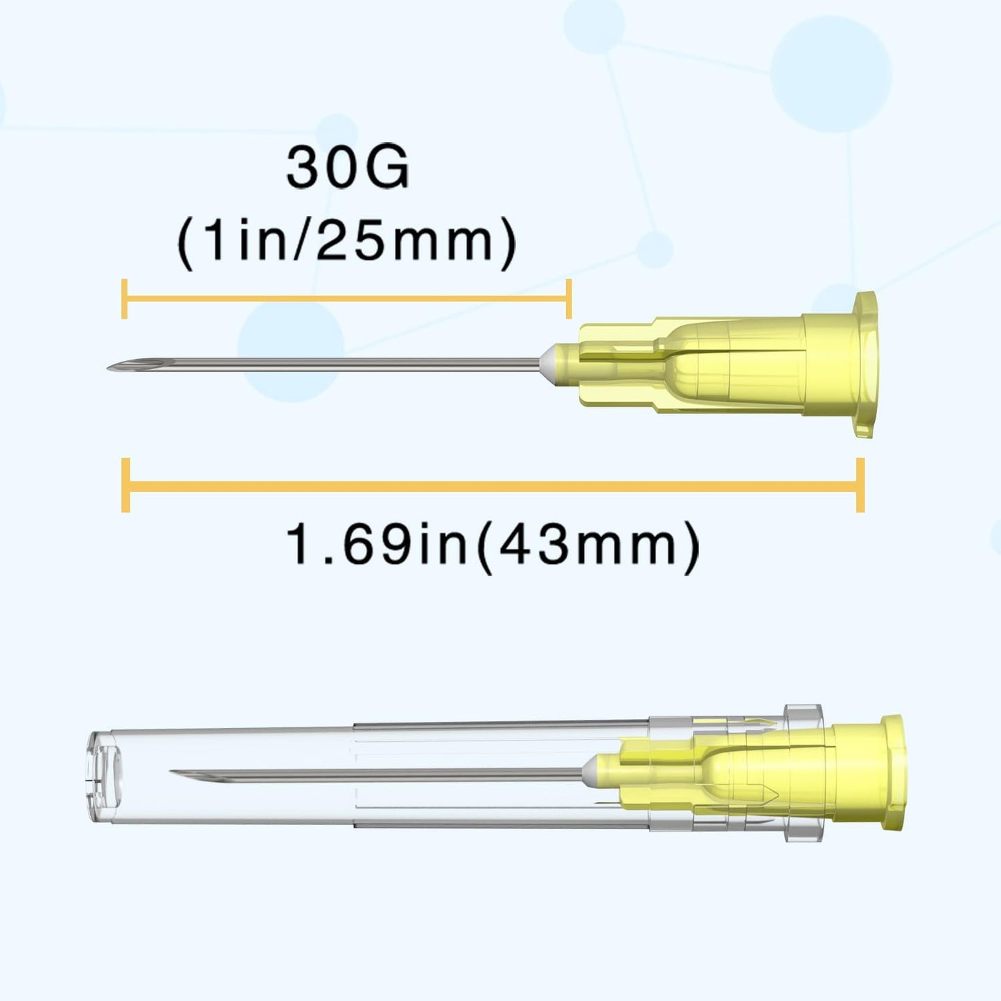 30 Gauge 1 Inch Needle: 100 Pcs Luer Lock Needles - Individually Sealed Packages (30G)
