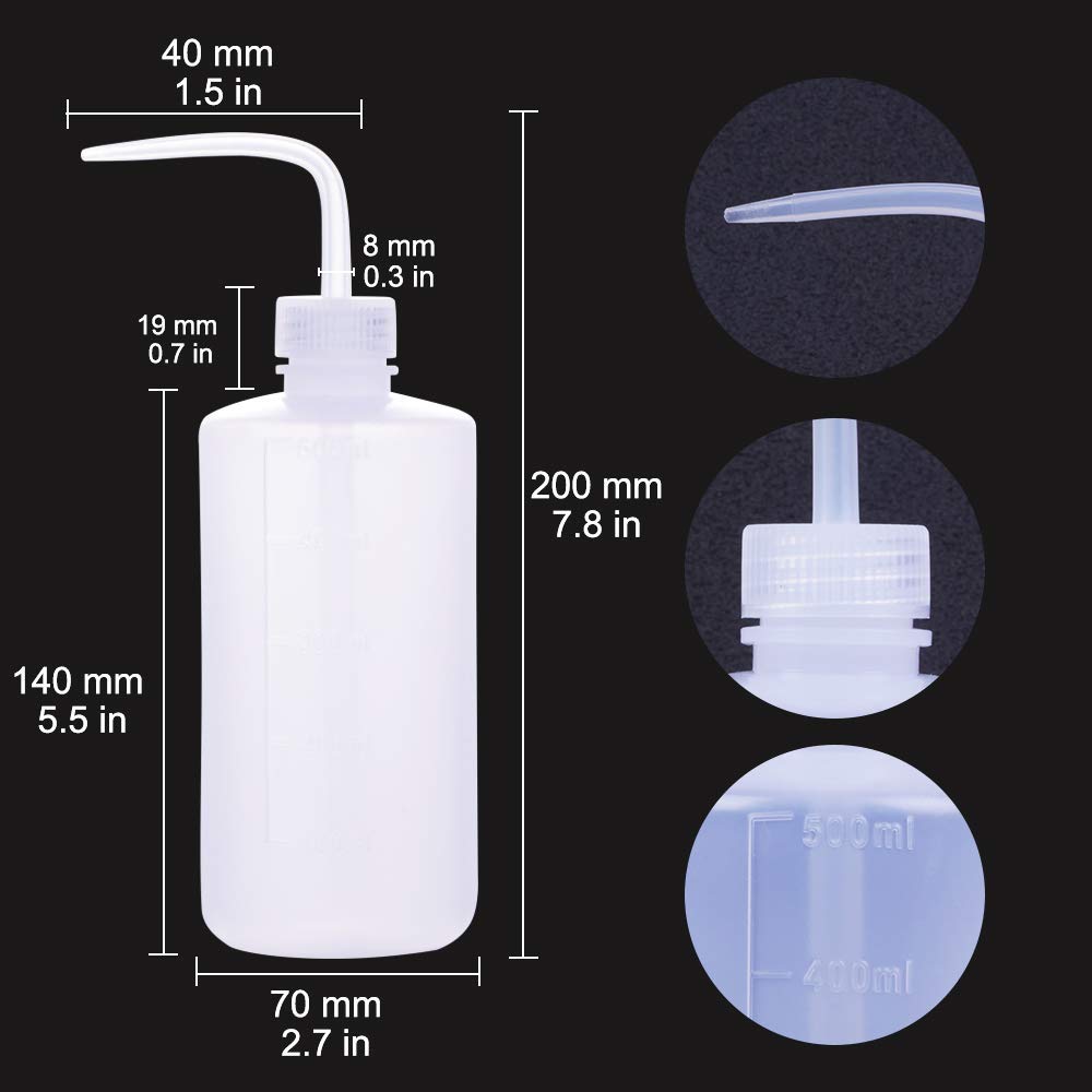 Sotica 2PCS Tattoo Bottles - 500ml Tattoo Wash Bottle Tattoo Spray Bottles Squirt Bottle Tattoo Squeeze Bottles For Tattooing with Measure(16oz) for Medical Lab Succulent Watering