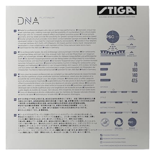 Stiga DNA Platinum M Table Tennis Rubber | Medium Hard Professional Table Tennis Sheet for Maximum Control & Powerful Spins - Full Stroke Control - Made in Germany