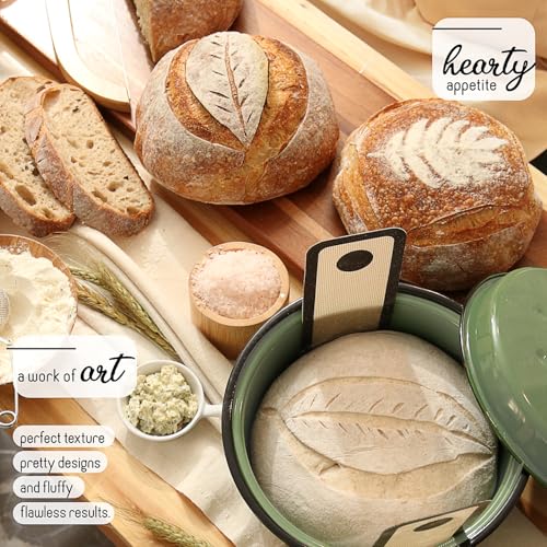 All-Inclusive π£π₯ππ ππ¨π Sourdough Starter Kit with Pot, 34 Oz Starter Jar, 4 Banneton Bread Proofing Baskets, Scrape...