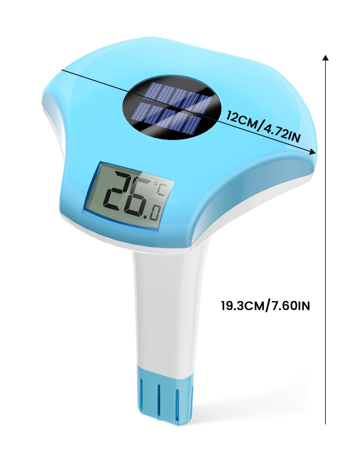 BALDR Floating Pool Thermometer, Solar Powered Pool Thermometer, Easy-to-Read/Use
