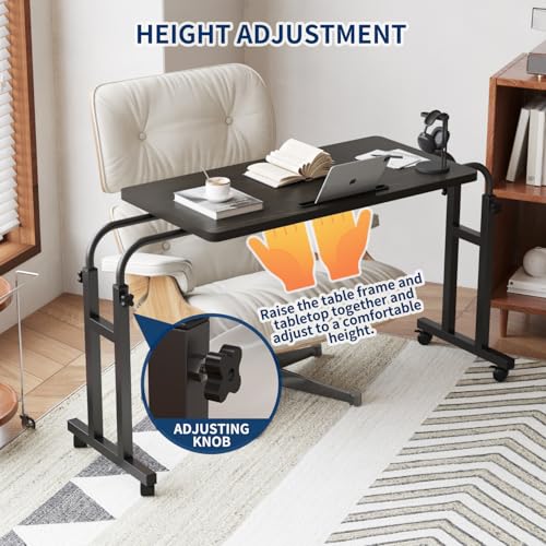 TigerDad Mobile Over The Bed and Recliner Table - Adjustable Height & Length, Stable Laptop Tray with Wheels for Kids & Ad...