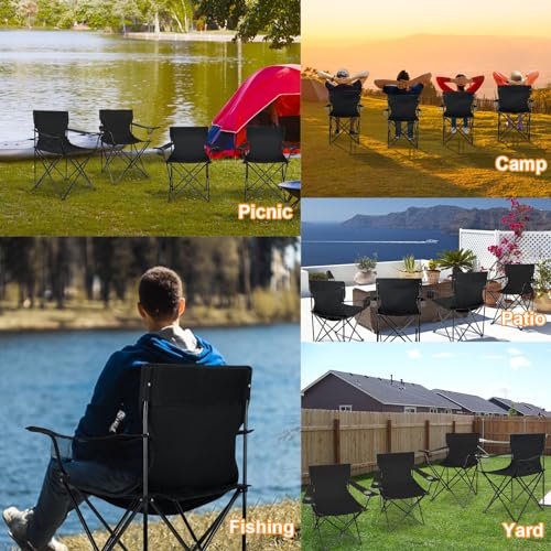 HaSteeL Camping Chairs 4 Pack, Oversized Folding Chair with Cup Holders for Adults, Portable Chair & Carry Bag for Outdoor...