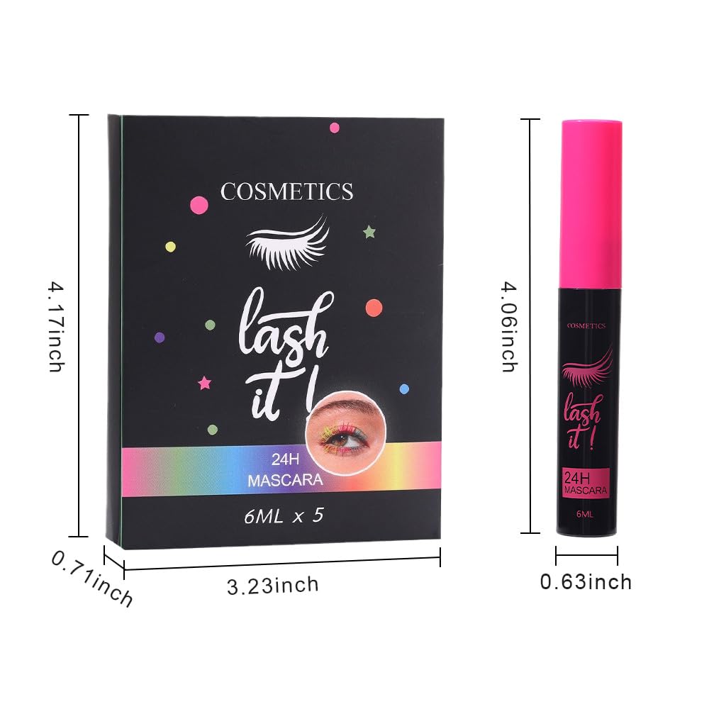 Waterproof 5PCS Colorful Voluminous Mascara Set - Lengthening, Defining, Curling, Multiplying Formula (Cruelty-Free)-White Black
