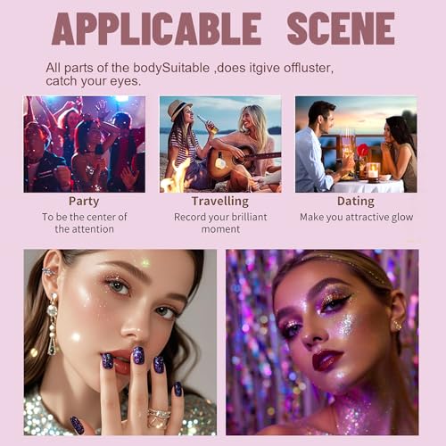 Mint Highlighter Spray, Professional Shiny Glitter Spray for Eyeshadow Face and Body Luminizers, Loose Shimmer Powder Make...