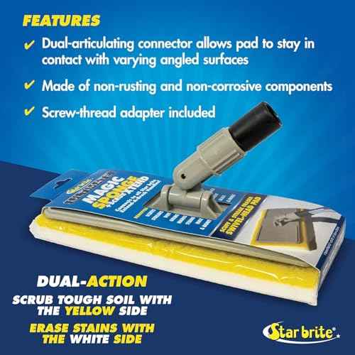 STAR BRITE Ultimate Magic Sponge +Scrub XTEND Combo - Dual Articulating Flex Head Scrubber & 5'-10' Big Boat Extending Aluminum Handle