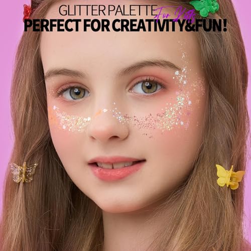 FANDAMEI 40 Colors Face Glitter, Face Paint Glitter Gel - Face Glitter for Women Girls, No Glue Needed, Multi-Purpose Glit...