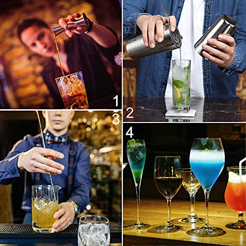 24-Piece Cocktail Shaker Bartender Kit with Stand, Boston Shaker, Mixing Spoon, Muddler, Measuring Jigger, Lemon Squeez, T...
