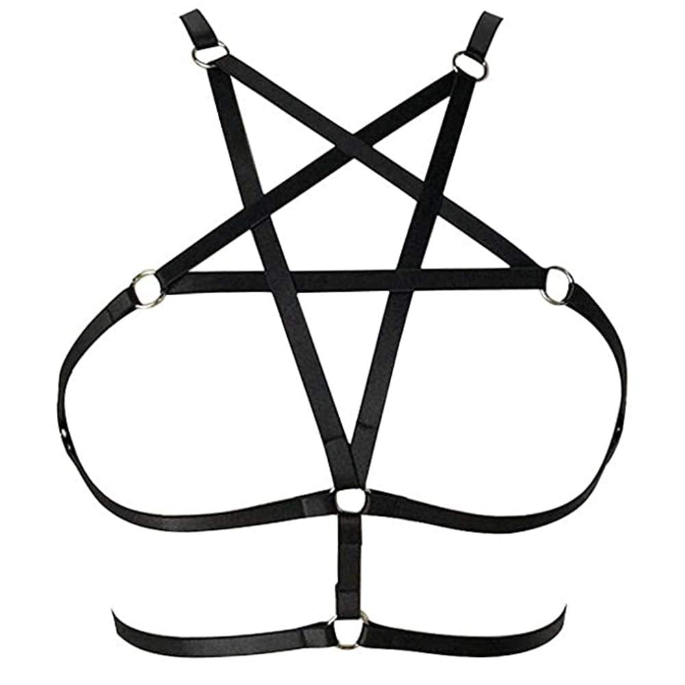 LIVE4COOL Women Harness Elastic Cupless Cage Bra Sexy Lingerie for Women Adjustable Hollow Out Crop Top Exotic Strap Bra