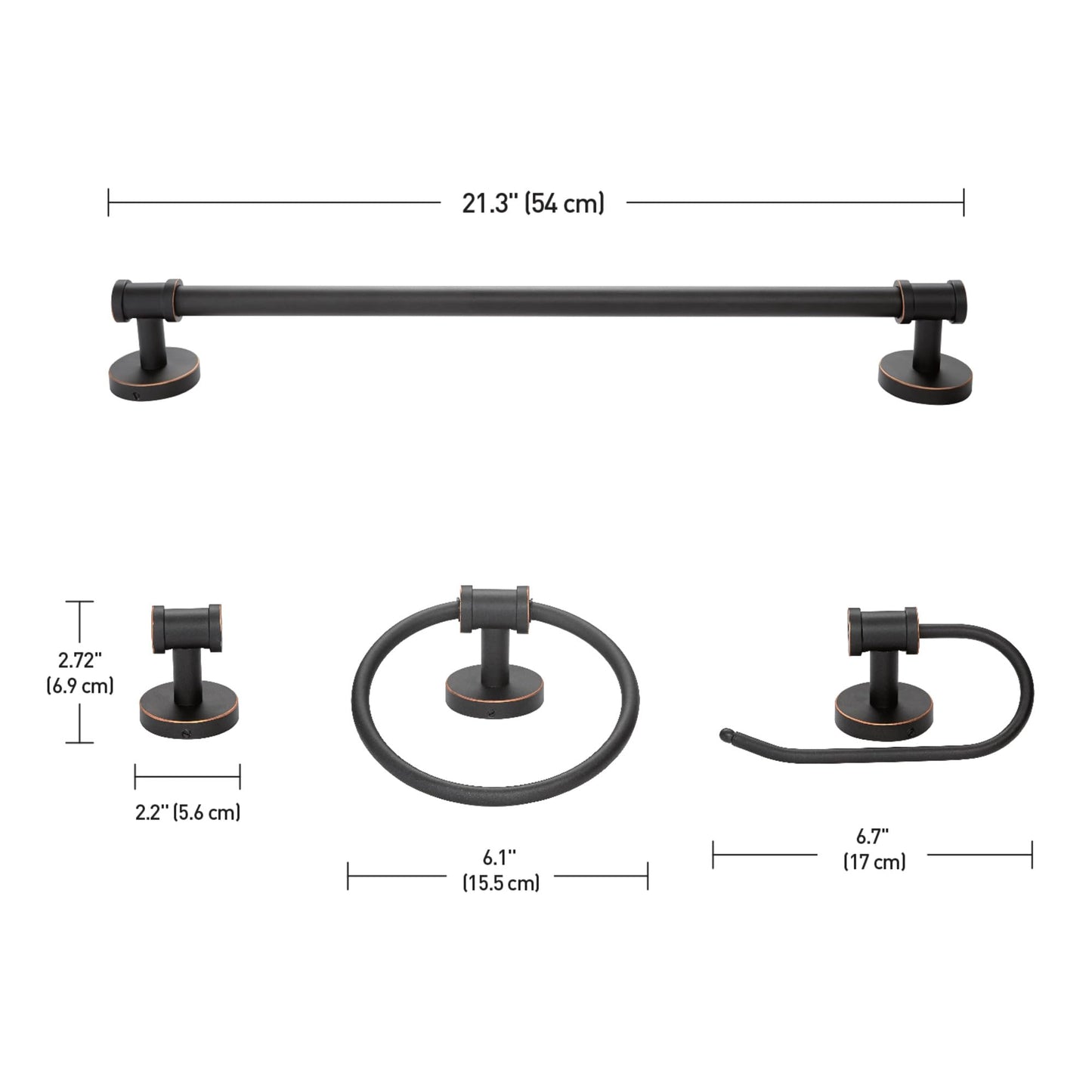 Globe Electric 51415 Camden 5-Piece All-in-One Bathroom Set, 3 Vanity Light with Seeded Glass Shades, Bar, Towel Ring, Robe Hook, Toilet Paper Holder, Bronze