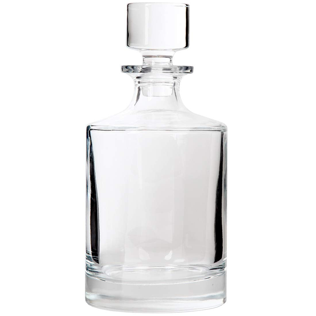 Lily's Home Glass Decanter for Whiskey, Bourbon, Brandy, Wine or Any Other Liquor or Beverage. With a Glass Stopper. Round, Stylish and Functional Piece (26 Ounces) Clear
