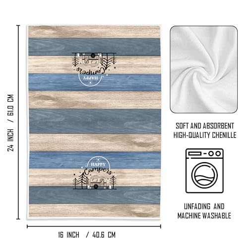 WFSM Happy Camper Kitchen Towels Set of 2, Camping Decor, Dish Towels, Hand Towels, RV Decor, Gifts, 16x24 Inches