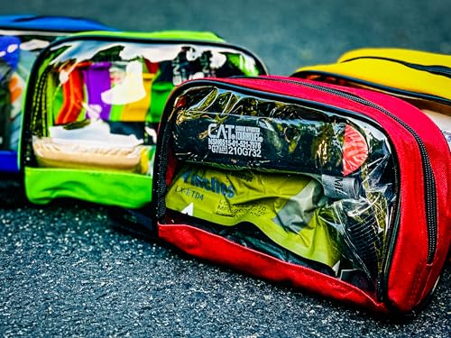 Lightning X Products Color Coded First Aid Medical Kit Accessory Pouches - Zippered Bag With Transparent Window - Set of 4...