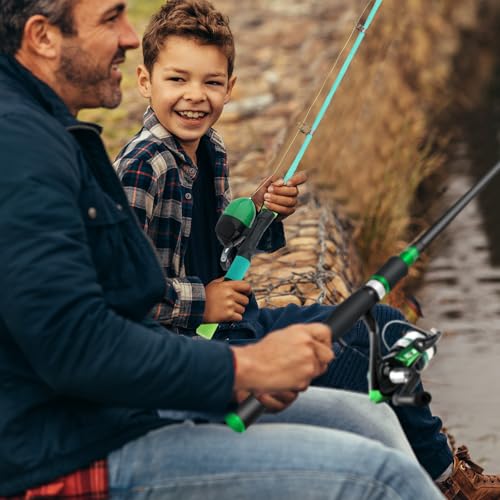 Family Fishing Pole Combo, 2PCS Portable Parent-Child Travel Fishing Kit, 6.89FT 4.92FT Telescopic Fishing Rod Spinning Re...