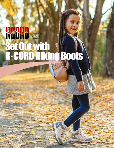 R CORD Kids Hiking Boots Waterproof Non-Slip for Outdoor Lace-Up Closure Girls Hiking Boots Durable TPR Traction Outsole K...