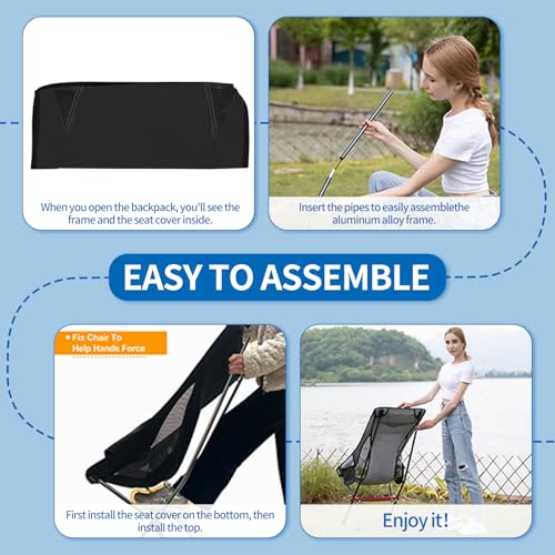SHALLWE Ultralight Camping Chairs, All Aluminum Frame Portable Folding Camp Chair for Adults, Lightweight Collapsible for ...
