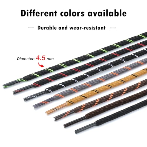 Puzeam 2 Pairs Work Boots Shoe Laces 4.5mm Heavy Duty Hiking Shoelaces for Men & Women