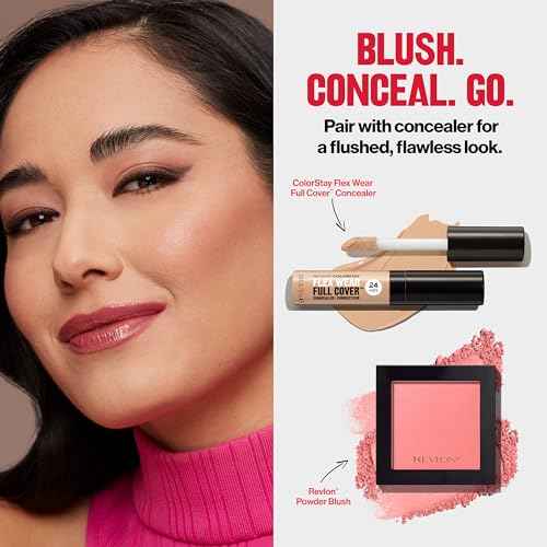 Revlon Powder Blush Face Makeup, High Impact Buildable Color, Lightweight & Smooth Finish, 004 Rosy Rendezvous, 0.17 oz