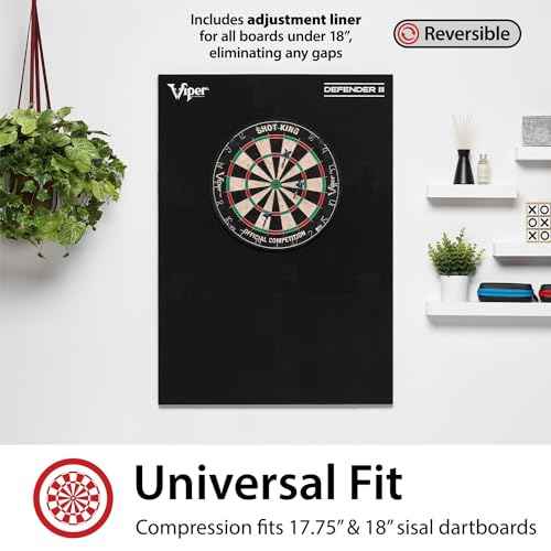 Viper Defender III Extended Length Dartboard Surround Wall Protector, Fits 17.75" and 18" Bristle Dartboards, Compression-Fit Easy Mounting, 45" H x 32" W x 1" Thickness