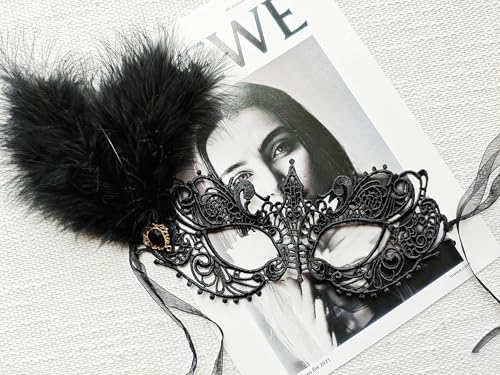 Ailansnug Masquerade Mask for Women Feather Lace Masks For Prom Ball Mardi Gras Halloween Party Costume Supply