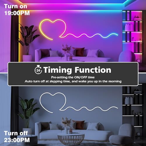 100Ft Neon Rope Lights,Flexible Led Rope Lights Control with App/Remote,Multiple Modes Rope Lights,IP65 Outdoor RGB Led Ne...
