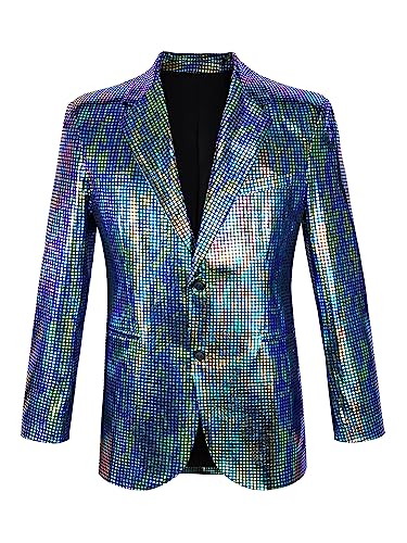 Nawgut Sequin Blazer Metallic Slim Suit 2 Piece Set Disco Prom Shiny Outfit Wedding Party Banquet Fashion Jacket Pant