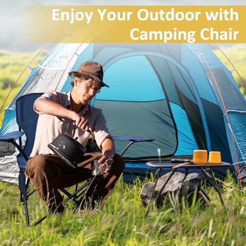 SAILARY Folding Camping Chair with Cup Holder and Cooler Bag, Portable Outdoor Chair for Camping, Fishing, Beach, Picnic, ...