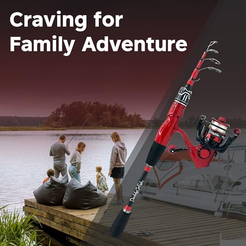 DaddyGoFish Spinning Fishing Rod and Reel Combo Set with Tackle Box | Kids Fishing Pole | Carbon Fiber Telescopic Fishing ...