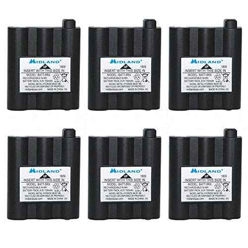 Midland AVP17 Rechargeable Battery Packs XT511, T290, T295 and GXT Series GMRS Radios (6-Pack)