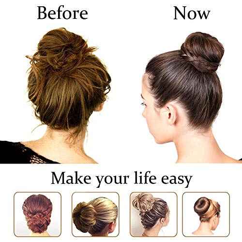 Hair Donut Ring Style Hair Bun Maker, 2PCS Chignon Doughnut Shaper for Short and Thin Hair (3 Inch/Brown)