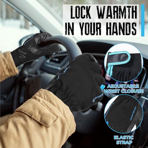 HANDLANDY Insulated Work Gloves, Thermal Winter Gloves Waterproof for Men Women