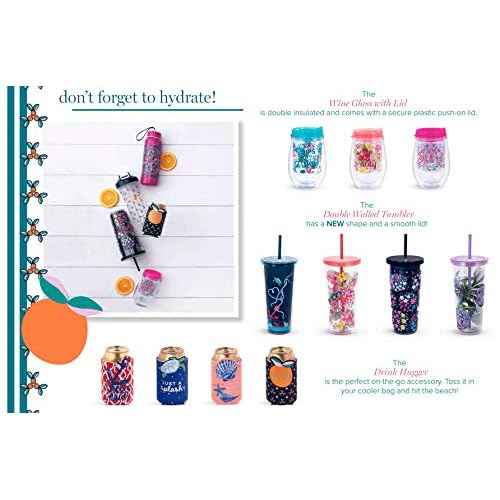 Travel Tumbler with Lid and Straw, 24 Ounce Insulated Cup, Purple Floral Plastic Double Wall Tumbler, Lavender Meadow