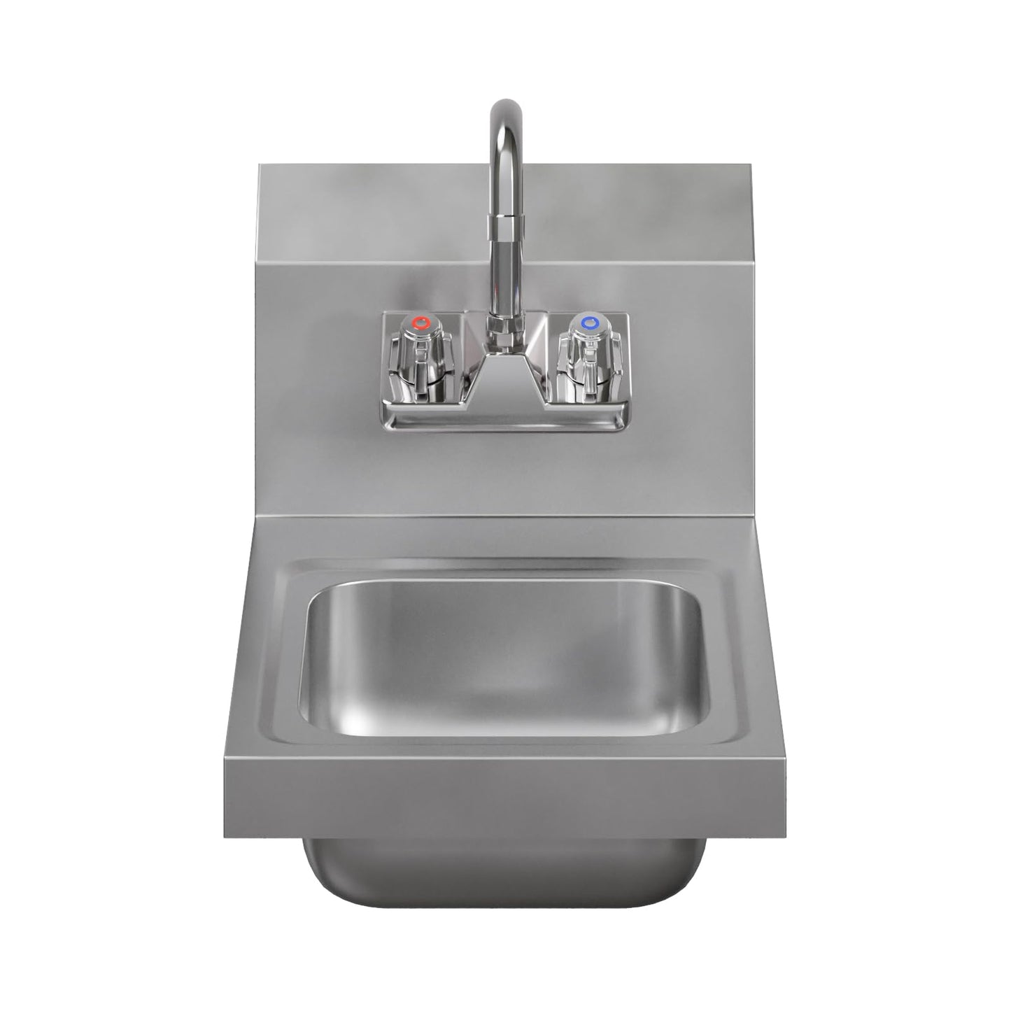 AmGood Stainless Steel Wall Mount Hand Sink 12" x 16" | NSF Commercial Hand Washing Basin with Faucet For Restaurant, Kitchen and Home | Bowl Size: 9" x 9"