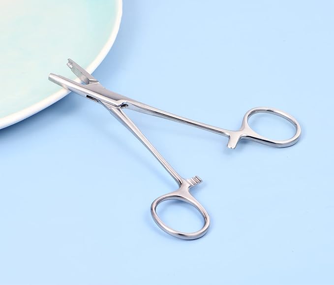 DJCIW 4mm Jaw Piercing Ball Removal Tool,Stainless Steel Dermal Anchor Forceps for Dermal Tops Unscrew or Screw Ball Pliers for Nose Septum Earrings Lip Ring