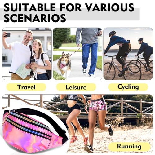 Fanny Pack For Women Holographic Crossbody Waist Bag Waterproof Waist Packs Adjustable Belt Laser Hip Bag Fashion Sports P...