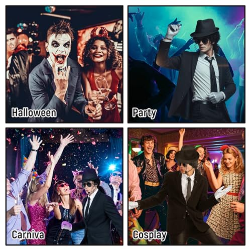 Pop Star Costume 6 Pcs Pop Rockstar Dance Costume Accessories Include Black Hat Glasses Tie Sequins Gloves Balck Curly Wig...