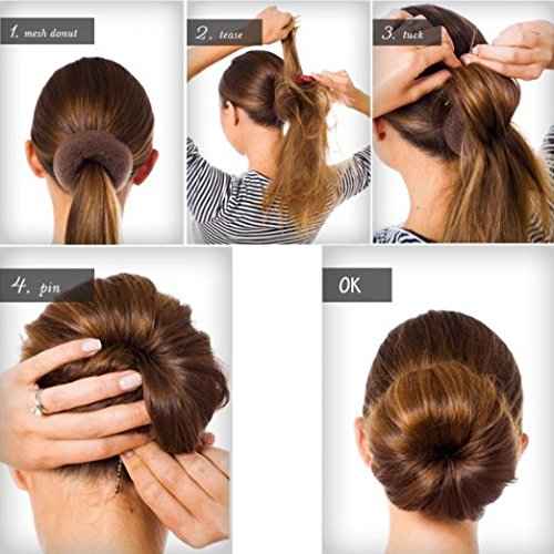 Extra Large Ring Style Bun Shaper for Thick and Long Hair, Women's Chignon Donut (4.3 in., Brown)